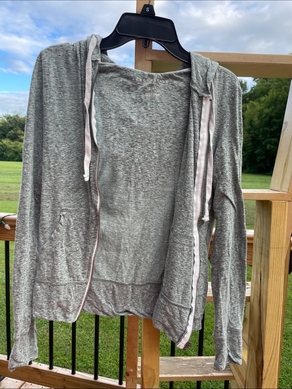 Aeropostale Green Hooded Long Sleeve Top